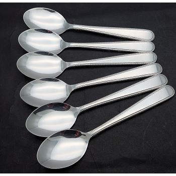Set Of 6x Silver Spoon Sugar Advertising Silver Plated Teaspoons Vintage - Bead (#58516) 1