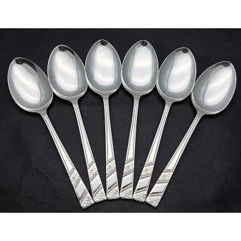 Viners Silver Rose Set Of 6 Dessert Spoons - Vintage Cutlery - Plated (#58521) 1