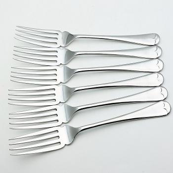 Set Of 6 Fish Forks - Firth Staybrite Stainless Steel - Old English - Vintage (#58788) 1