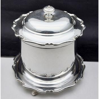 Antique Silver Plated Chippendale Biscuit Barrel - Edwardian (#58816) 1