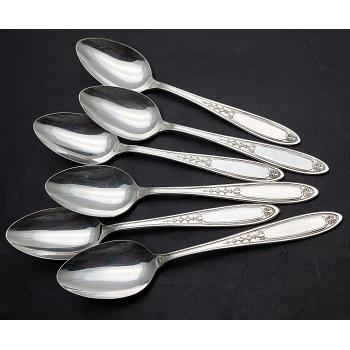 Oneida Community Enchantment Bounty 6x Dessert Spoons Silver Plated Vintage (#59031) 1