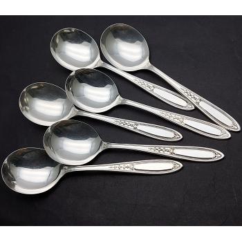 Oneida Community Enchantment Bounty 6x Soup Spoons Silver Plated Vintage (#59032) 1