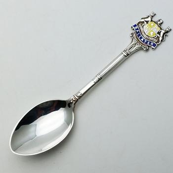 Ballater Sterling Silver Enamel Souvenir Spoon - Birmingham 1958 (#59037) 1