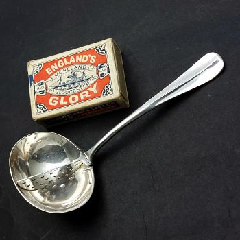 Hanoverian Pattern Straining Sauce Ladle - Silver Plated Antique (#59073) 1