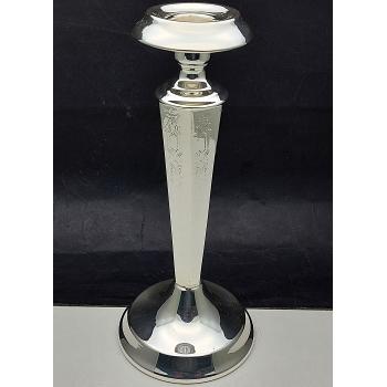 Gleaming Silver Plated Patterned Candlestick -antique - Barker Bros (#59271) 1