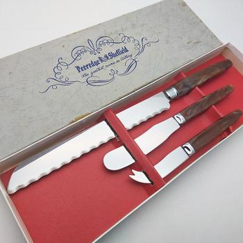Vintage Peeredge Sheffield Bread Knife Cheese Knife & Butter Knife Cutlery Set (#59433) 1