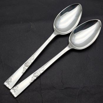 Smith Seymour Rose Garden 2x Dessert Spoons - Silver Plated - Vintage (#59481) 1