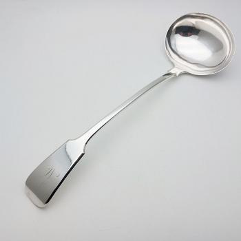 Initial 'm' Large Soup Ladle - Fiddle Pattern - Silver Plated Antique (#59482) 1