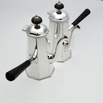 Pair Of Silver Plated Small Café Au Lait Pots - Vintage (#59498) 1