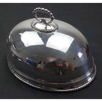 Antique Silver Plated Meat Dome Dish Cover - Roberts & Belk (#59542) 1