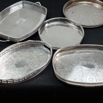 Job Lot Of Silver Plated Serving / Drinks Trays - Vintage (#59546) 1