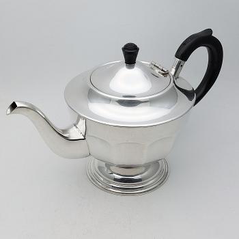 Vintage Deco Style Silver Plated Faceted Tea Pot - Epns Sheffield (#59549) 1