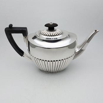 Antique Semi Fluted Silver Plated Tea Pot - Atkin Bros Sheffield (#59551) 1