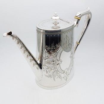 Ornate Antique Silver Plated Coffee Pot - Briddon Bros Sheffield Victorian (#59552) 1