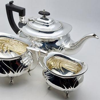 Lovely 3 Piece Silver Plated Tea Service Set - Nouveau Style -antique (#59553) 1