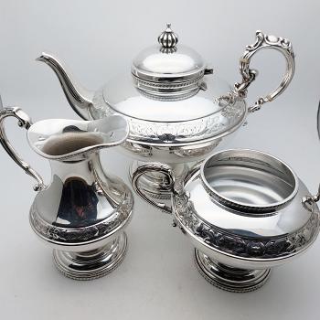 Gorgeous 3 Piece Silver Plated Tea Service Set - Vintage (#59558) 1