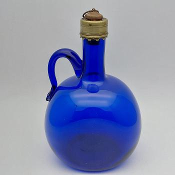 Antique Bristol Blue Glass Decanter - Victorian (#59571) 1