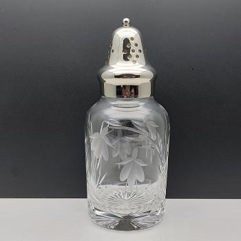 Vintage Stuart Fuchsia Crystal Glass & Silver Plated Sugar Castor (#59585) 1