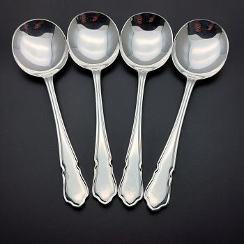 Dubarry Pattern - 4x Soup Spoons - Epns A1 Sheffield Silver Plated (#59592) 1