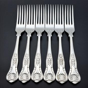 Kings Pattern - Set Of 6 Dinner Forks - Epns A1 Sheffield Silver Plated (#59595) 1