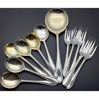 Viners Sandringham Pattern Fruit Pudding Spoons Forks 13 Piece Set Vintage (#59601) 1