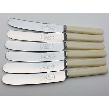 Faux Bone Handled Palette Side Dessert Knives Sheffield Steel Vintage Cutlery (#59619) 1