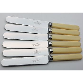 Walker & Hall Faux Bone Handle Steel Palette Dessert Knives Set Vintage Cutlery (#59622) 1