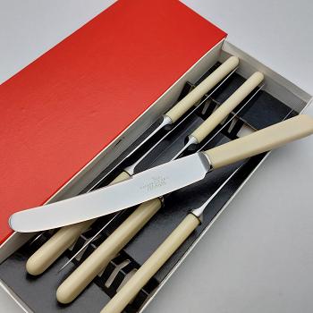 Walker & Hall Faux Bone Handle Steel Dinner Knives Set #1 Boxed Vintage Cutlery (#59625) 1