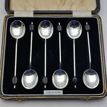 Cased Sterling Silver Coffee Bean Spoons - Arthur Price Birmingham 1938 (#59636) 1