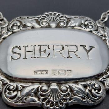 Sterling Silver Sherry Decanter Label - Birmingham 1976 (#59655) 1