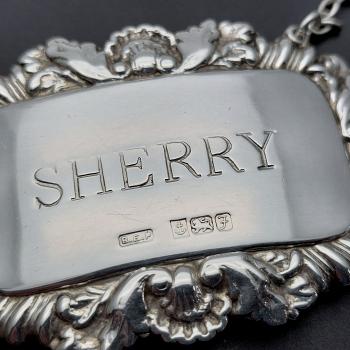 Sterling Silver Sherry Decanter Label - Birmingham 1980 (#59656) 1