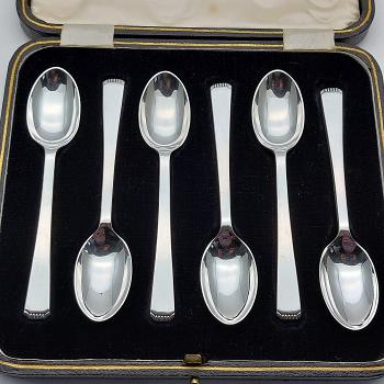 Cased Coffee Spoons - Silver Plated Frank Cobb 1938 Sheffield - Vintage (#59673) 1