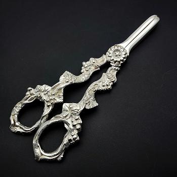 Grape Scissors / Shears - Vine Design - Silver Plated - Vintage Epns (#59683) 1