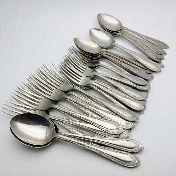 Quantity Of J.h. Potter Sheffield Silva Forks & Spoons - Ornate Antique (#59686) 1