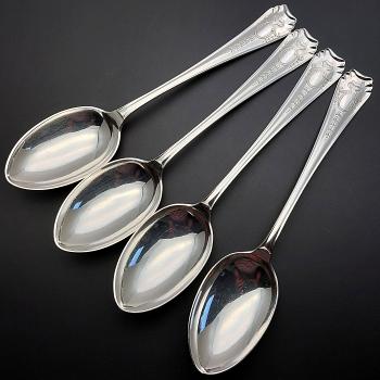 Beautiful Set Of 4 Table Spoons - Silver Plated - Sharman D.neill 1908 - Antique (#59688) 1