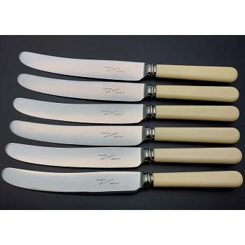 Set Of 6 Faux Bone Handled Dinner Knives - Reliance Sheffield Vintage Cutlery (#59692) 1