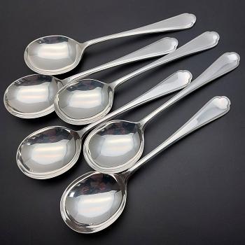 Walker & Hall St James Set Of 6 Soup Spoons - Silver Plated 1957 - Vintage (#59700) 1