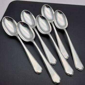 Walker & Hall St James Set Of 6 Dessert Spoons - Silver Plated 1957 - Vintage (#59701) 1