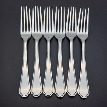 Walker & Hall St James Set Of 6 Dinner Forks #2 - Silver Plated - Vintage (#59709) 1