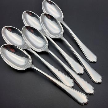 Walker & Hall St James Set Of 6 Dessert Spoons - Silver Plated - Vintage (#59710) 1