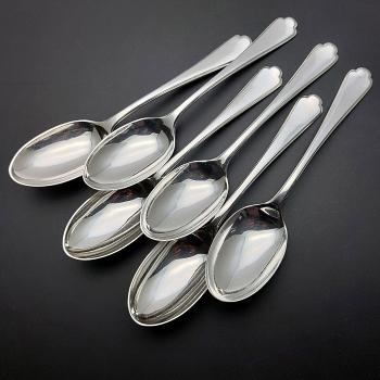 Walker & Hall St James Set Of 6 Dessert Spoons #2  - Silver Plated - Vintage (#59711) 1