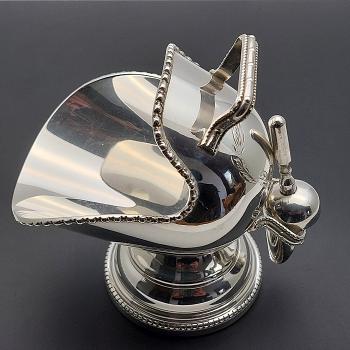 Coal Scuttle Form Sugar Bowl With Scoop - Silver Plated - Vintage (#59715) 1