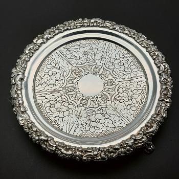 Old Sheffield Plate Small Waiter Tray - Silver Plated - Antique (#59720) 1