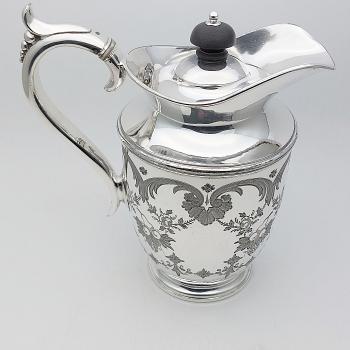Good Looking Silver Plated 1.5pt Jug - Bright Cut Fruit Decoration - Antique (#59728) 1