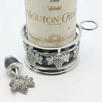 Vintage Silver Plated Wine Bottle Coaster - Vines (#59735) 1