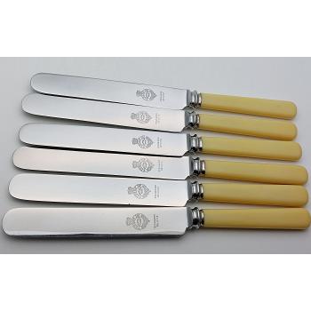 Faux Bone Handle Palette Dinner Knives Set Of 6 - Viners Sheffield Vintage (#59771) 1