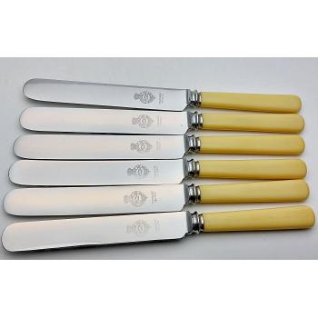 Faux Bone Handle Palette Dinner Knives Viners Sheffield Vintage Set Of 6 (#59772) 1