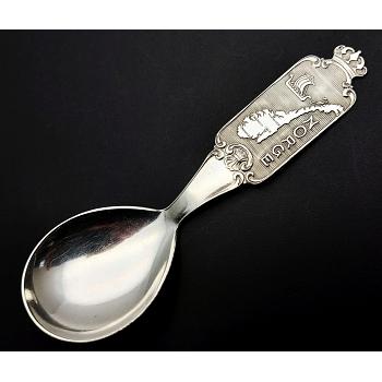 Vintage 830 Solid Silver Norway Souvenir Caddy Spoon Saethers Gull (#59777) 1