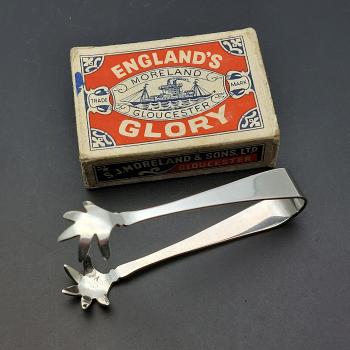 Sterling Silver Very Small Claw Nip Sugar Tongs - Birmingham 1925 (#59780) 1