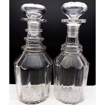2x Antique Cut Glass Decanters - Georgian Etc (#59787) 1